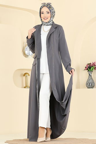 moda selvim Abaya 2809SL432 Anthracite - Thumbnail