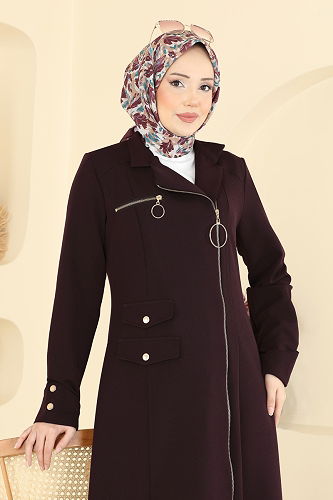 moda selvim Abaya 2809SL432 Dark Damson - Thumbnail