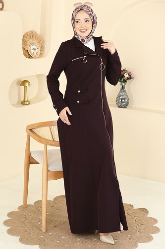moda selvim Abaya 2809SL432 Dark Damson - Thumbnail