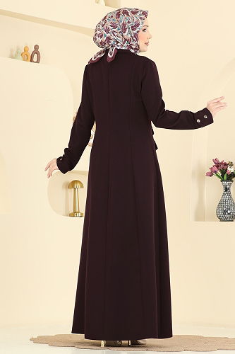 moda selvim عباءة توتي غامق 2809SL432 - Thumbnail