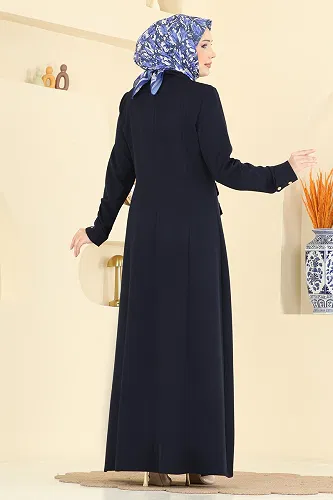 moda selvim عباءة كحلي 2809SL432 - Thumbnail