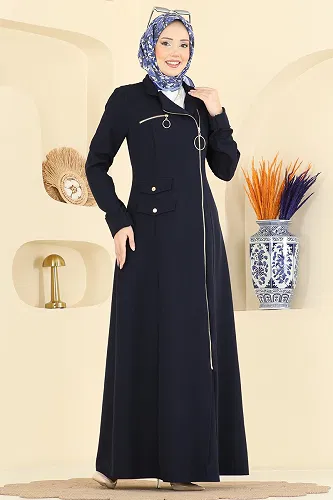 moda selvim عباءة كحلي 2809SL432 - Thumbnail