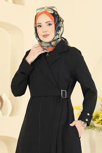 moda selvim Abaya 2813SL432 Black - Thumbnail