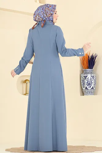 moda selvim Abaya 2813SL432 Blue - Thumbnail