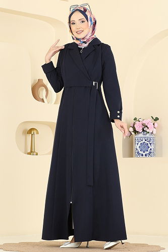 moda selvim Abaya 2813SL432 Navy Blue - Thumbnail