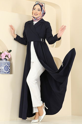 moda selvim Abaya 2813SL432 Navy Blue - Thumbnail