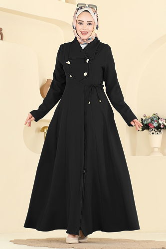 moda selvim Abaya 2814SL432 Black - Thumbnail
