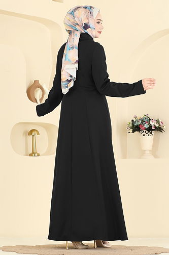 moda selvim Abaya 2814SL432 Black - Thumbnail