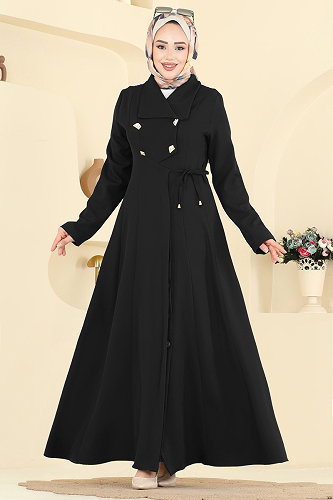 moda selvim Abaya 2814SL432 Black - Thumbnail
