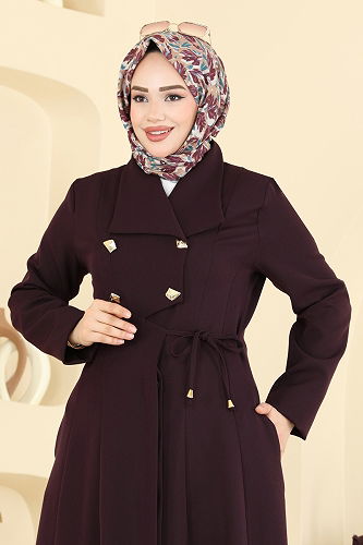 moda selvim Abaya 2814SL432 Dark Damson - Thumbnail