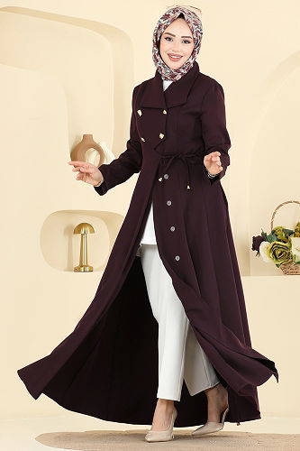 moda selvim Abaya 2814SL432 Dark Damson - Thumbnail