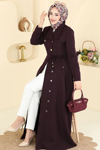 moda selvim عباءة توتي غامق 2814SL432 - Thumbnail