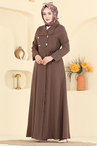 moda selvim Abaya 2814SL432 Light Brown - Thumbnail