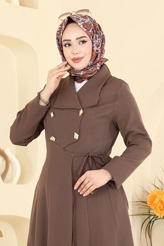 moda selvim Abaya 2814SL432 Light Brown - Thumbnail
