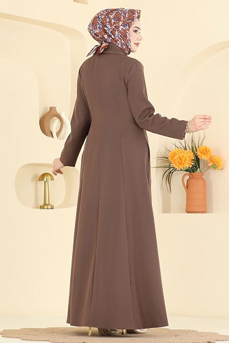 moda selvim Abaya 2814SL432 Light Brown - Thumbnail