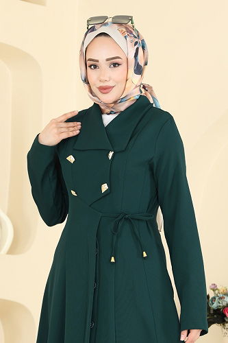 moda selvim عباءة بترولي 2814SL432 - Thumbnail