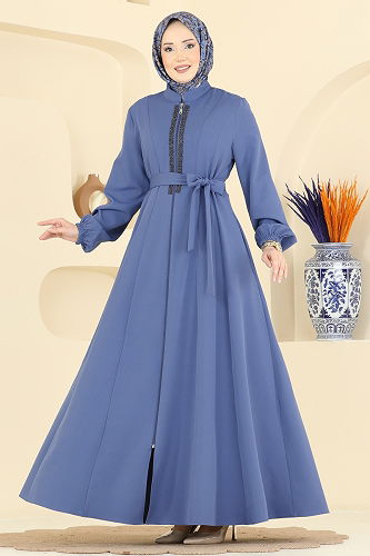 moda selvim Abaya 2821SL432 Indigo - Thumbnail