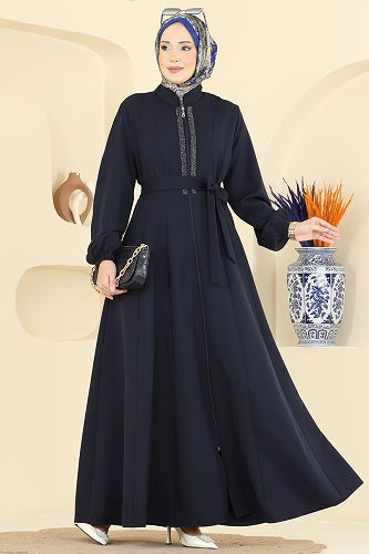 moda selvim Abaya 2821SL432 Navy Blue - Thumbnail
