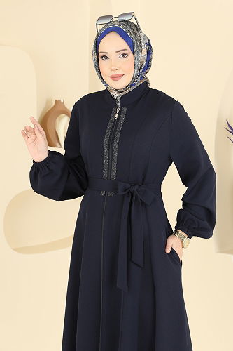 moda selvim Abaya 2821SL432 Navy Blue - Thumbnail