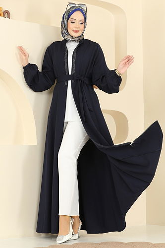 moda selvim Abaya 2821SL432 Navy Blue - Thumbnail