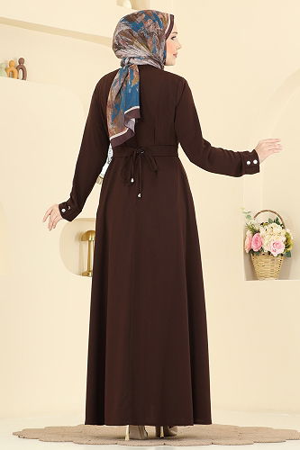 moda selvim Abaya 2832SL432 Bitter Brown - Thumbnail