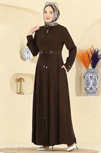 moda selvim Abaya 2832SL432 Bitter Brown - Thumbnail
