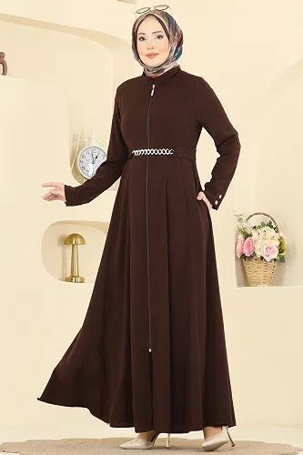 moda selvim عباءة بني غامق 2832SL432 - Thumbnail
