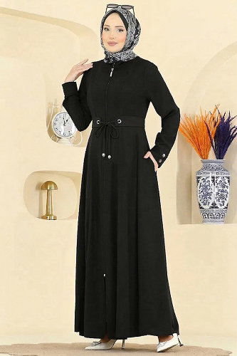 moda selvim Abaya 2832SL432 Black - Thumbnail