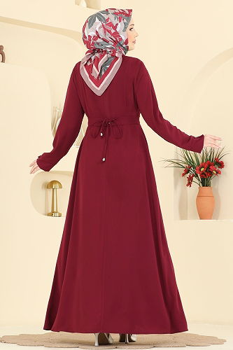 moda selvim Abaya 2832SL432 Burgundy - Thumbnail