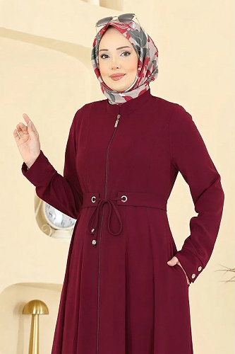 moda selvim Abaya 2832SL432 Burgundy - Thumbnail