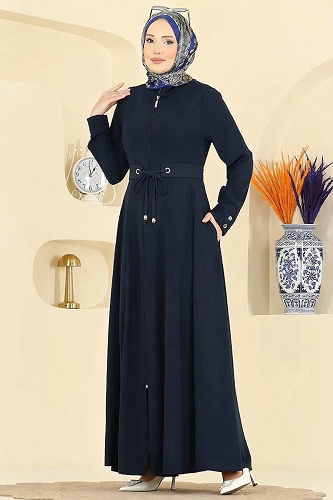 moda selvim Abaya 2832SL432 Navy Blue - Thumbnail
