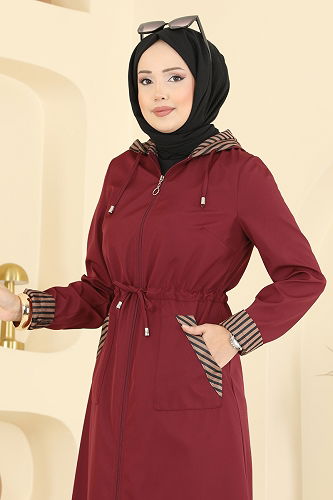 moda selvim عباءة خمري 2836ASMK1074 - Thumbnail