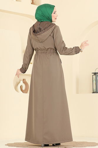 moda selvim Abaya 2836ASMK1074 Dark Vision - Thumbnail