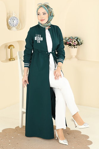 moda selvim عباءة بترولي 2843SLK540 - Thumbnail