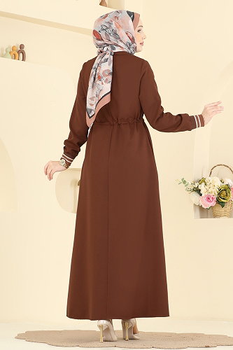 moda selvim Abaya 2843SLK540 Tan - Thumbnail