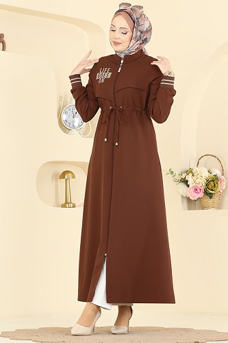 moda selvim عباءة عسلي 2843SLK540 - Thumbnail