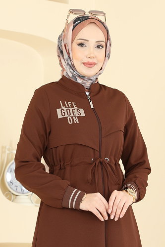 moda selvim عباءة عسلي 2843SLK540 - Thumbnail