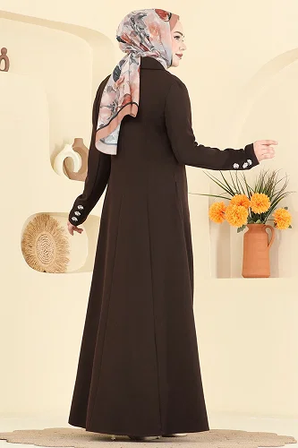 moda selvim Abaya 2846SLK540 Bitter Brown - Thumbnail