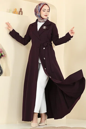moda selvim Abaya 2846SLK540 Dark Damson - Thumbnail