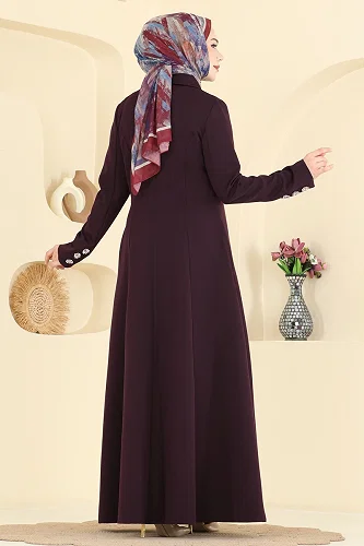 moda selvim Abaya 2846SLK540 Dark Damson - Thumbnail