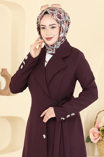 moda selvim عباءة توتي فاتح 2846SLK540 - Thumbnail