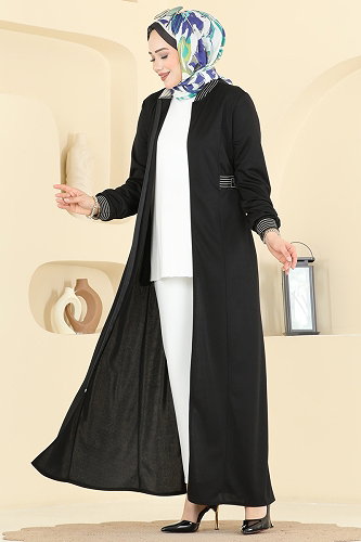 moda selvim Abaya 2854SL432 Black - Thumbnail