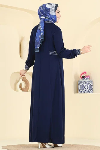 moda selvim Abaya 2854SL432 Navy Blue - Thumbnail