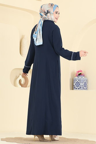 moda selvim Abaya 2856SL432 Navy Blue - Thumbnail