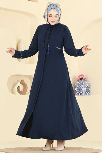moda selvim عباءة كحلي 2856SL432 - Thumbnail
