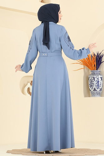 moda selvim Abaya 2862SL432 Blue - Thumbnail