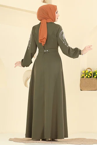 moda selvim Abaya 2862SL432 Khaki - Thumbnail