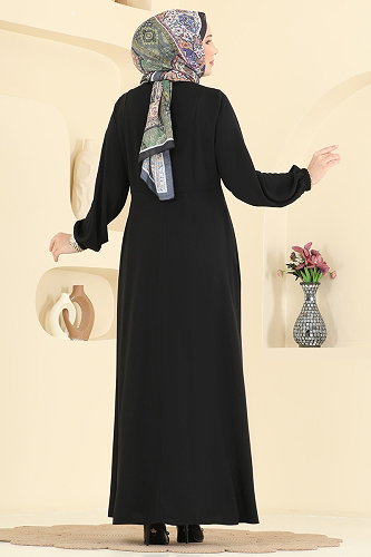 moda selvim Abaya 2886SL432 Black - Thumbnail