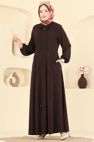 moda selvim Abaya 2886SL432 Brown - Thumbnail