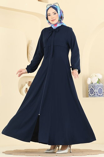 moda selvim عباءة كحلي 2886SL432 - Thumbnail
